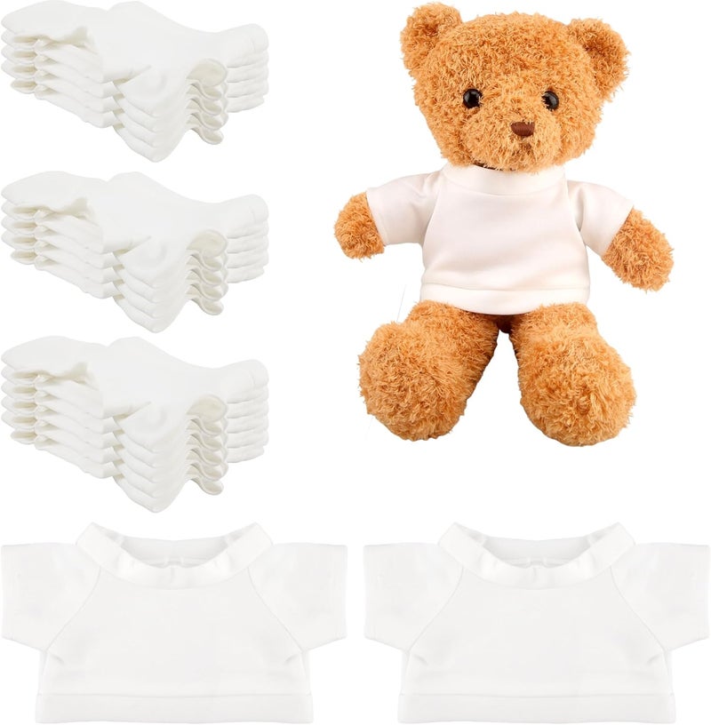 Swakuta 15 Pcs Sublimation Blank Bear Clothes White T Shirt Bulk Stuffed Bear Toy White Shirts Tee Shirt Doll T Shirts Blank Tee Shirt for 15 Inch Stuffed Bears Dolls DIY - Image 1